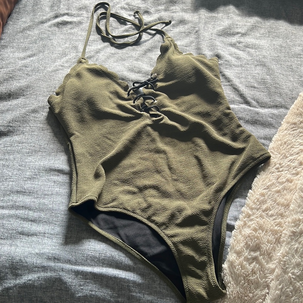Olive one-piece suit